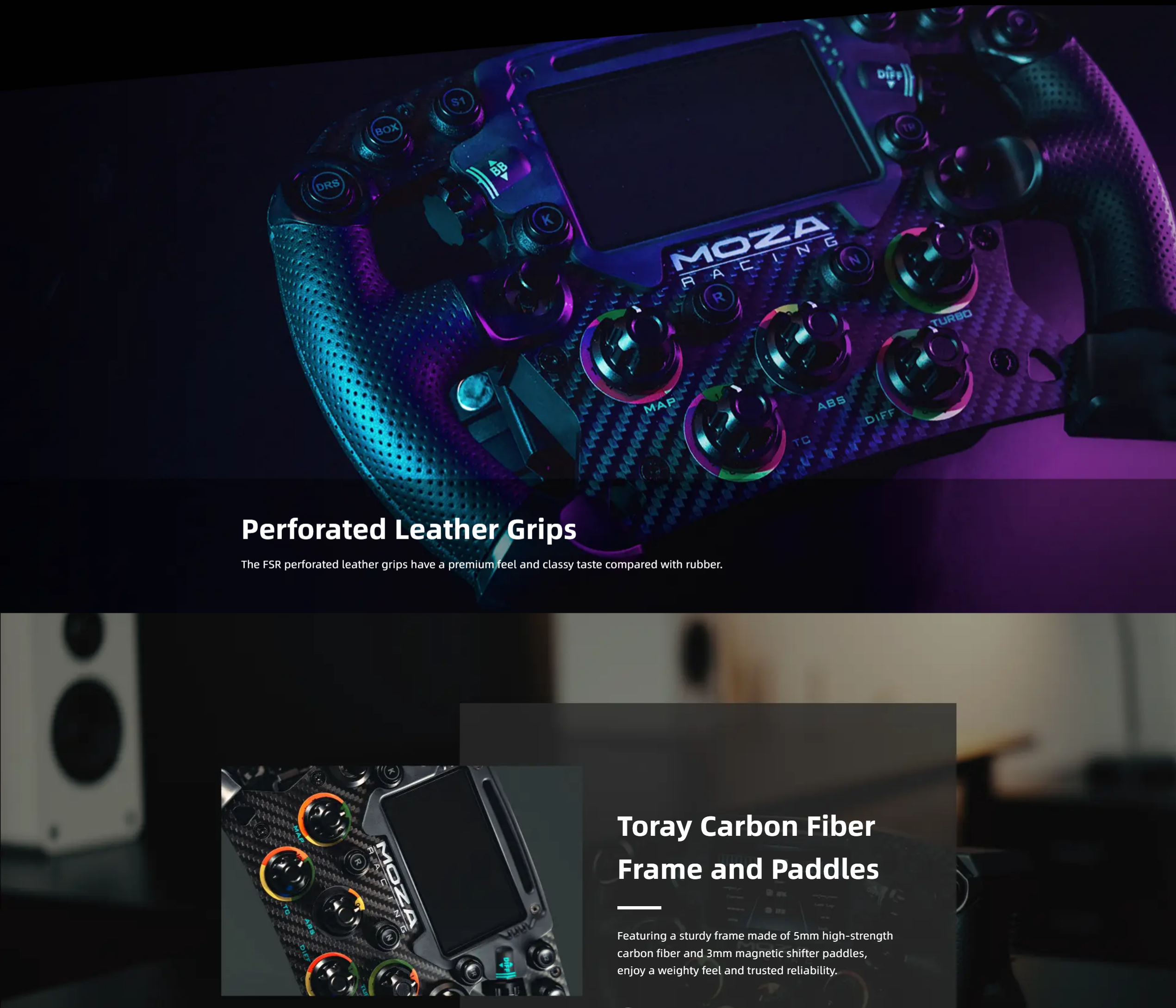 A large marketing image providing additional information about the product MOZA FSR Steering Wheel - Additional alt info not provided